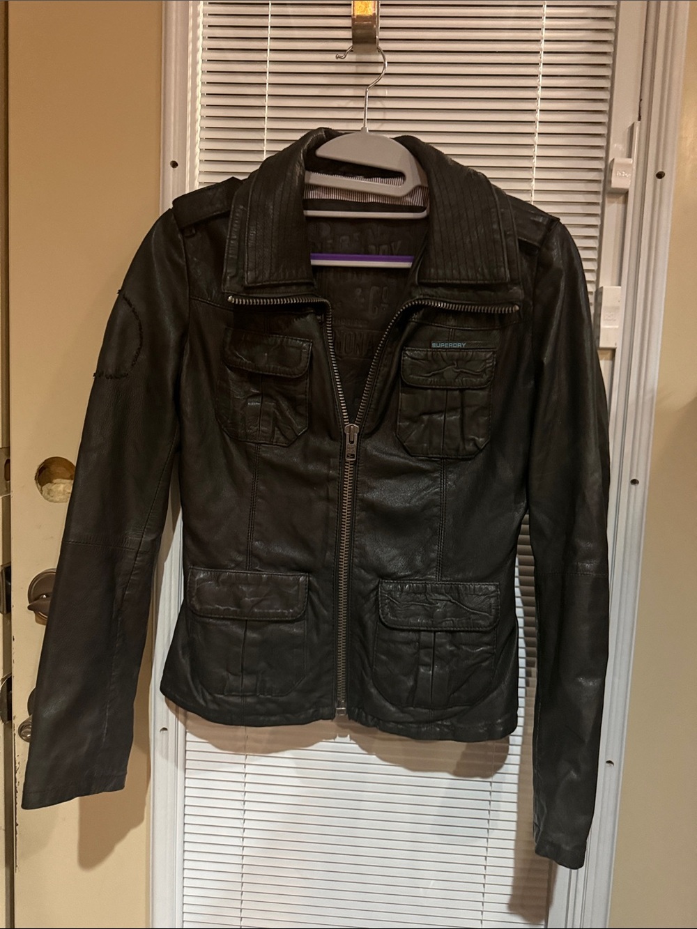 Superdry Black Jacket with Teal Logo Detail